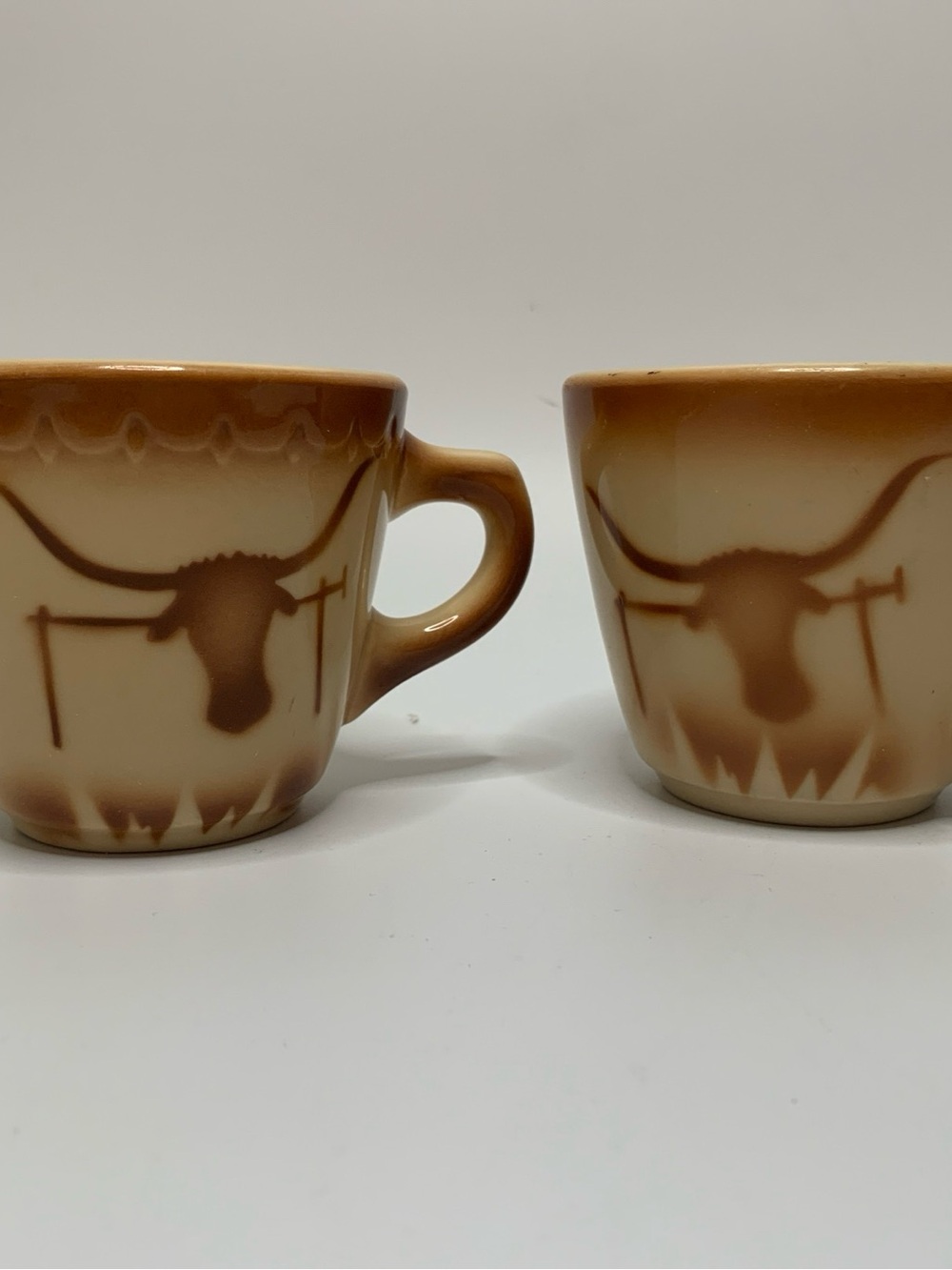 Brown Ceramic Longhorn Accent Mugs - Set of 2